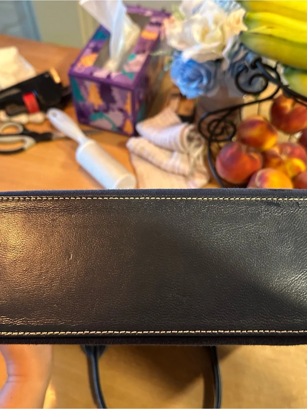 Embroidered Navy Floral Tote Bag